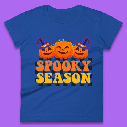 Spooky Season Halloween Jack-O-Lantern Pumpkins Spooky Vibes Womens Tee Top
