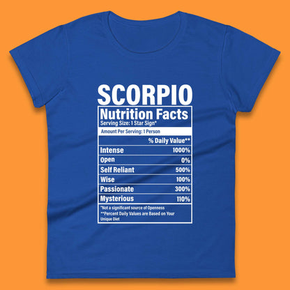 Scorpio Nutrition Facts Womens T-Shirt