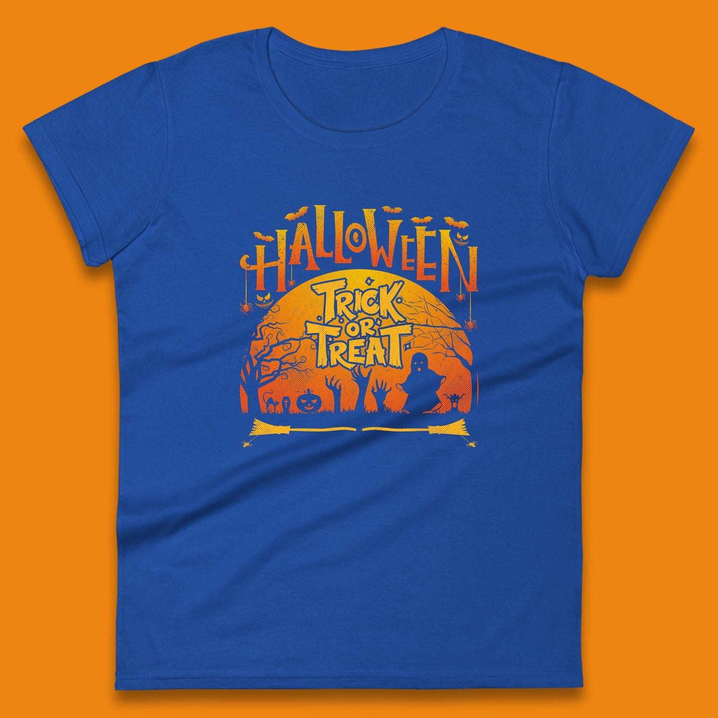 Halloween Trick Or Treat Horror Boo Ghost Creepy Zombie Hands Out Of Graveyard Womens Tee Top