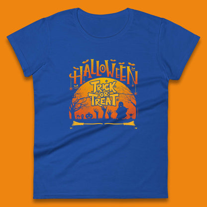 Halloween Trick Or Treat Horror Boo Ghost Creepy Zombie Hands Out Of Graveyard Womens Tee Top