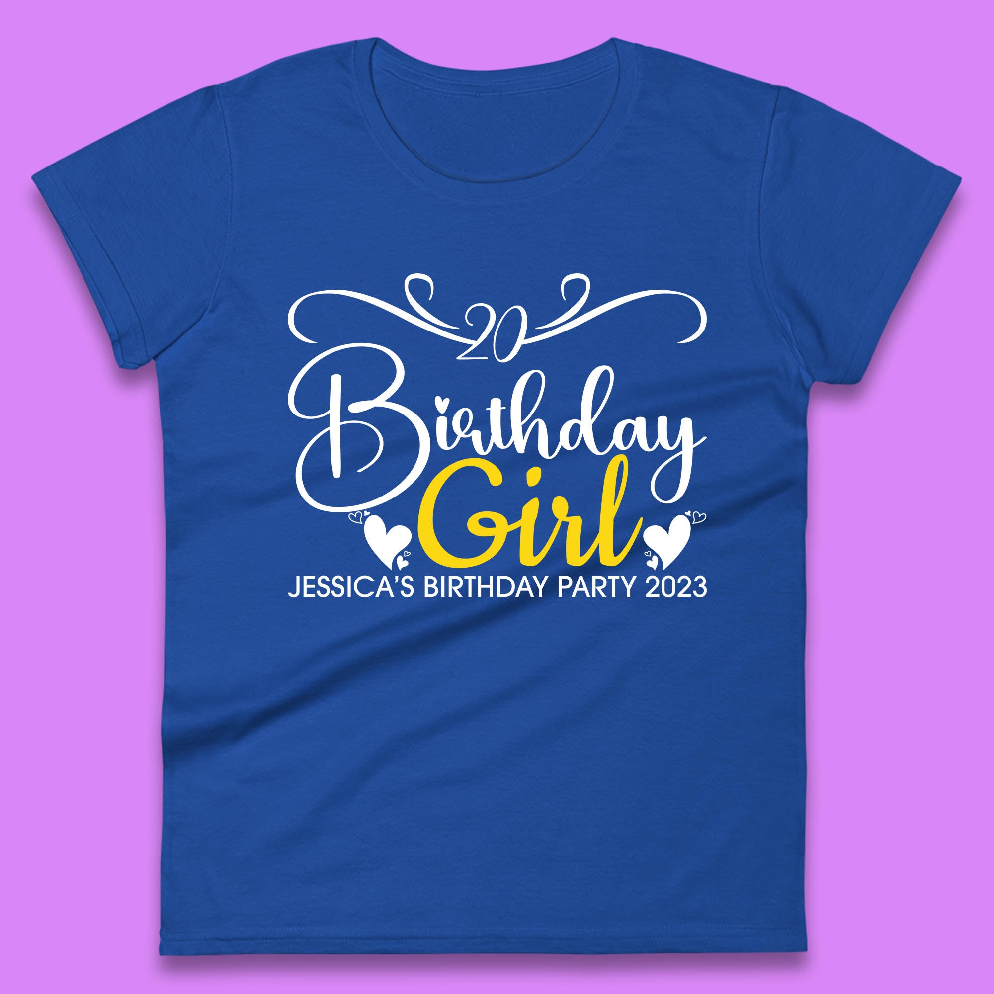 Personalised Birthday Girl Your Name And Birthday Year Funny Birthday Party Womens Tee Top