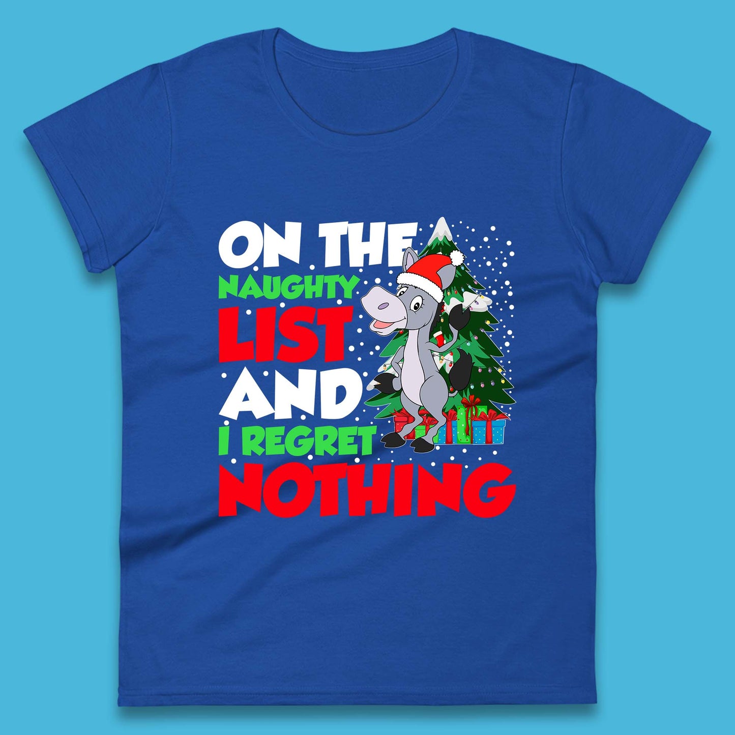 Donkey Christmas Naughty List Womens T-Shirt