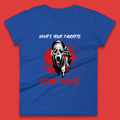 What's Your Favorite Scary Movie Halloween Scream Ghost Face Horror Movie Womens Tee Top
