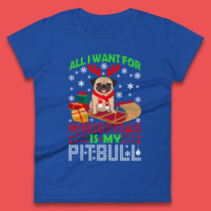 christmas pitbull womens t shirt
