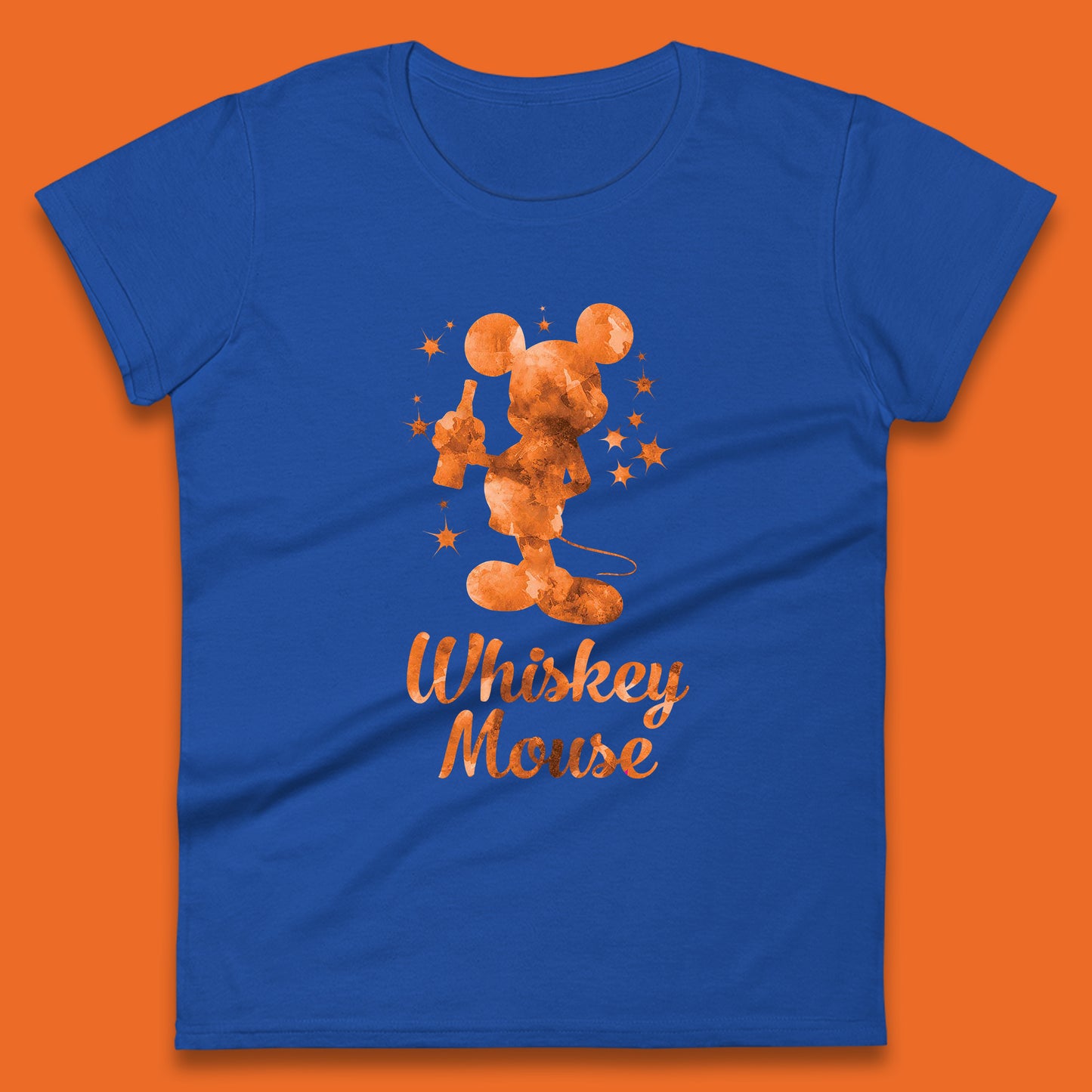 Whiskey Mouse Mickey Minnie Mouse Cartoon Character Holding Beer Bottle Disneyland Whiskey Lovers Womens Tee Top