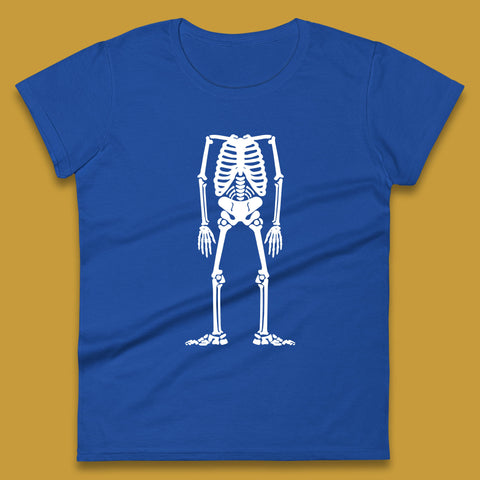 Skeleton Without Head Halloween Headless Skeleton Horror Scary Skull Womens Tee Top