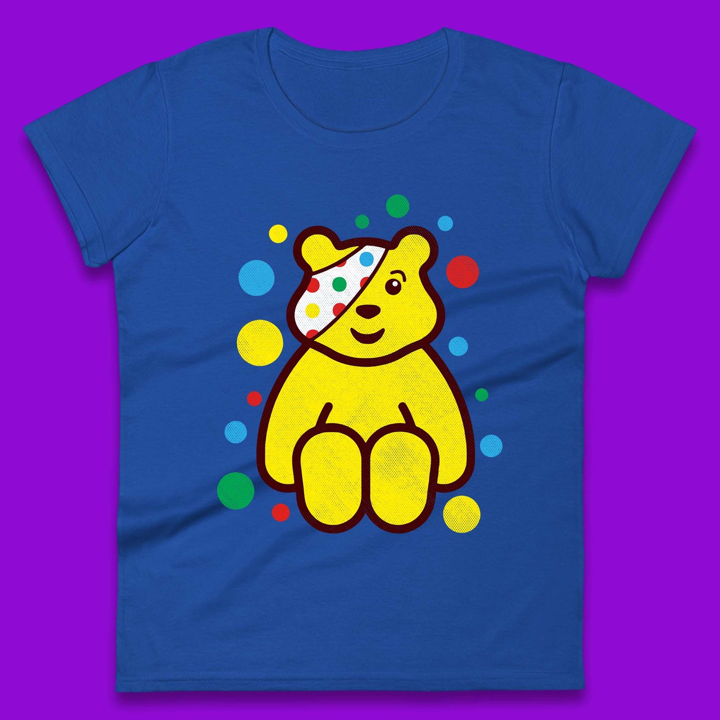 Children In Need Sitting Spotty Pudsey Bear Charity Raising Spotty Day Womens Tee Top