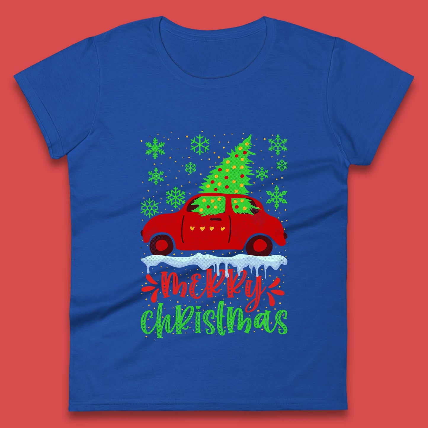 merry christmas red car t shirt