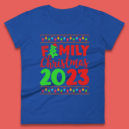 Family Christmas 2023 Merry Christmas Squad Xmas Matching Costume Womens Tee Top