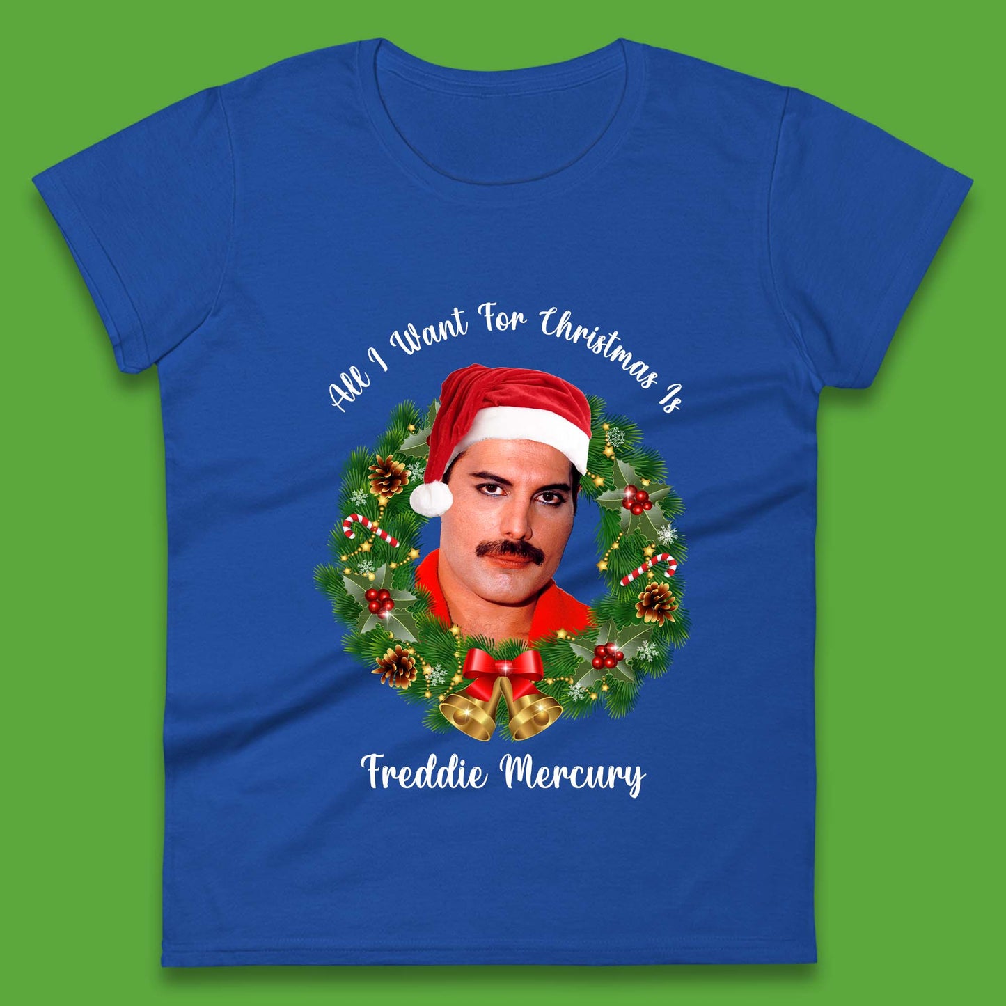 Freddie Mercury Christmas Womens T-Shirt