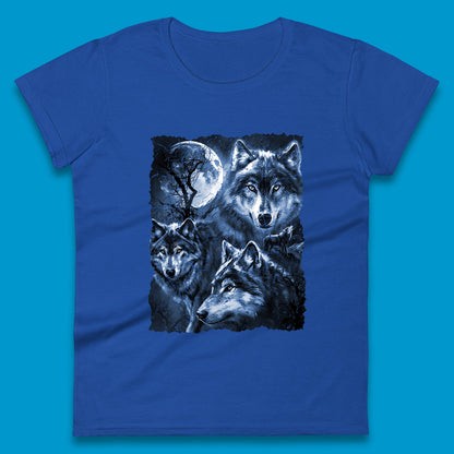 Wolf Family Howling 3 Wolf Moon Wild Free Wolves Three Gray Wolf Dog Animal The Mountain Womens Tee Top