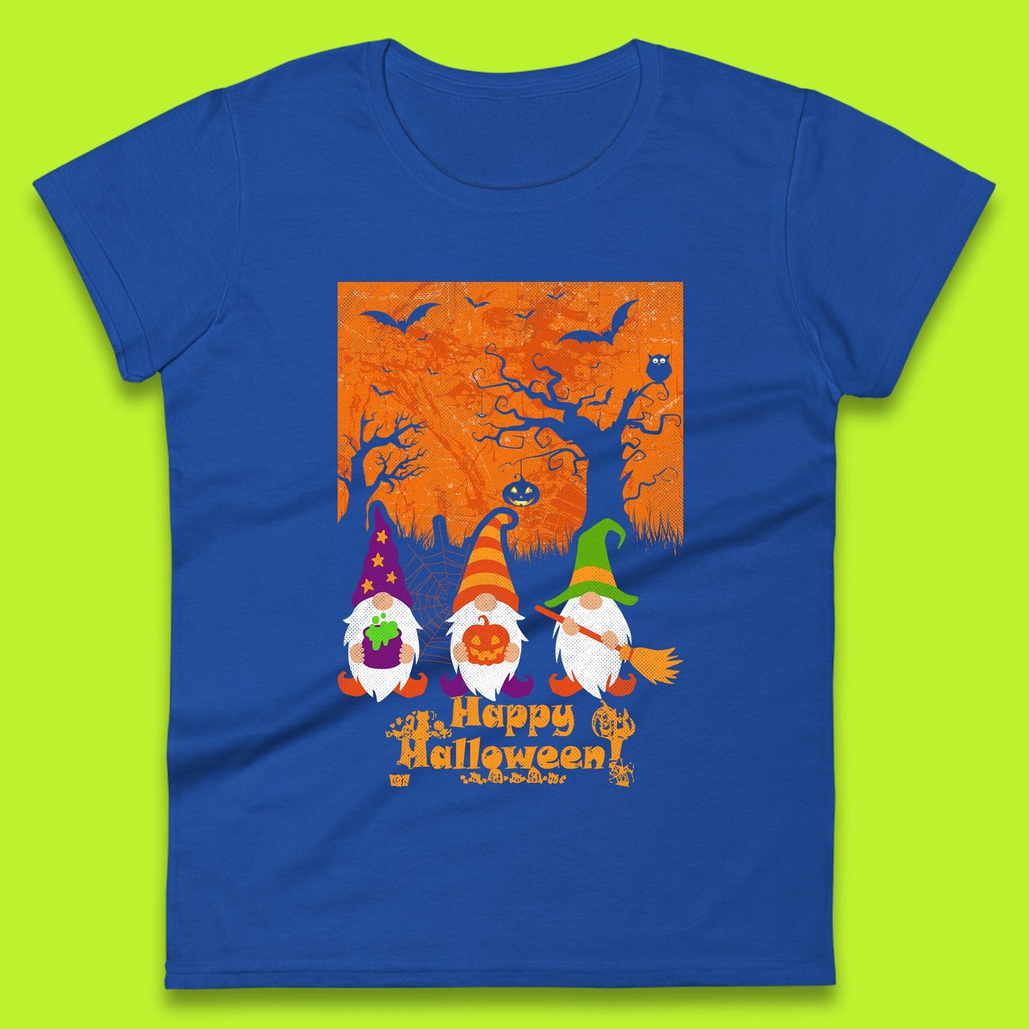 Happy Halloween Gnomies Spooky Witch Gnomes Scary Halloween Trees Gnome Lover Womens Tee Top