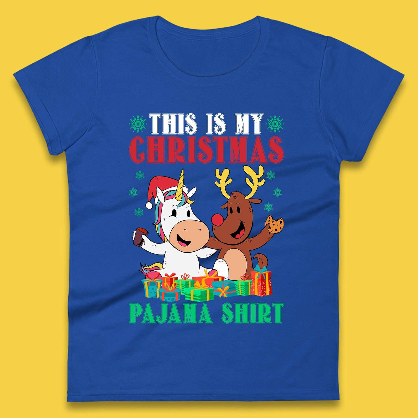 christmas unicorn reindeer womens t shirt