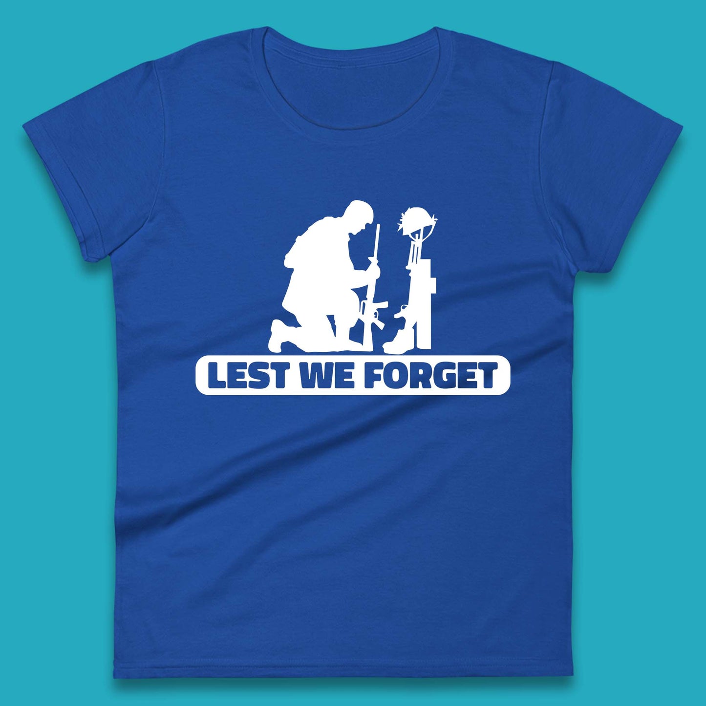 Lest We Forget Kneeling Soldier Remembrance Day British Armed Forces Day Womens Tee Top