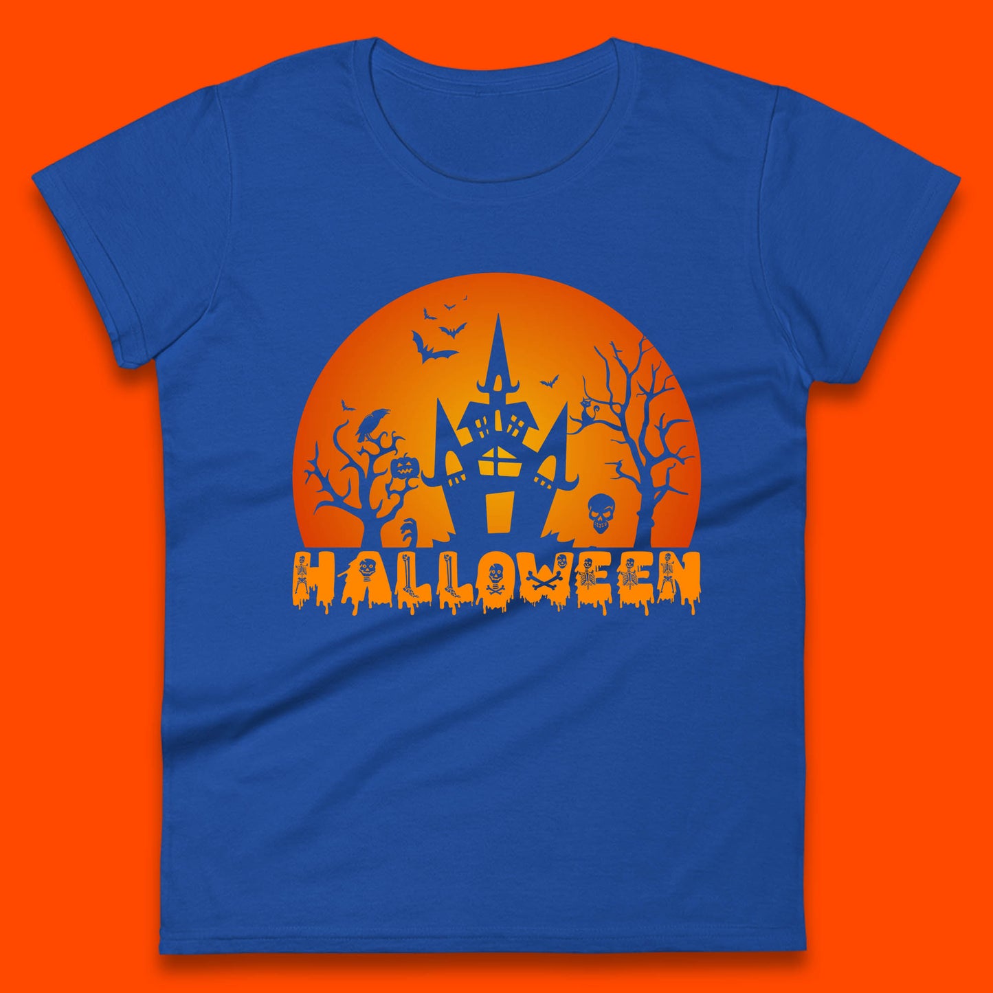 Halloween Horror Scary Hunted House Scary Spooky Night Festive Gift Womens Tee Top