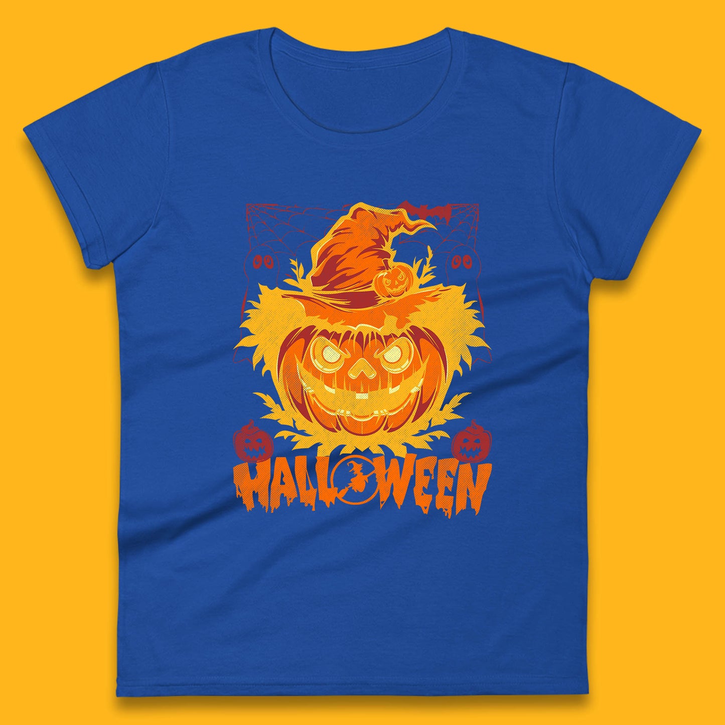 Halloween Scary Pumpkin Face Jack O Lantern Horror Halloween Night Womens Tee Top
