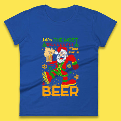 santa drink beer womens tee