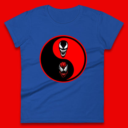 Marvel Comics Carnage And Venom Fictional Movie Character Anime Yin Yang Spoof Womens Tee Top