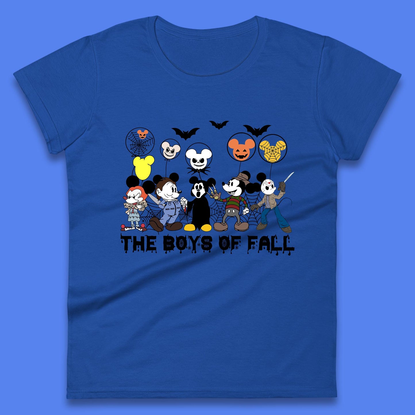 The Boys Of Fall Halloween Disney Mickey Mouse & Friends Horror Movie Characters Womens Tee Top
