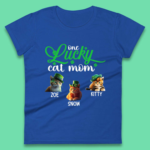 Personalised One Lucky Cat Mama Womens T-Shirt