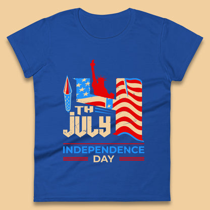 Statue Of Liberty 4th July USA Independence Day Celebration Fireworks Womens Tee Top