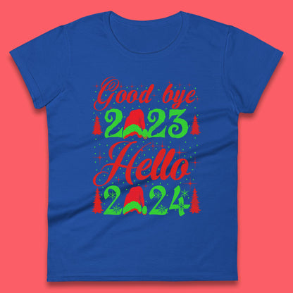 Good Bye 2023 Hello 2024 Merry Christmas Happy New Year Xmas Festive Celebration Womens Tee Top