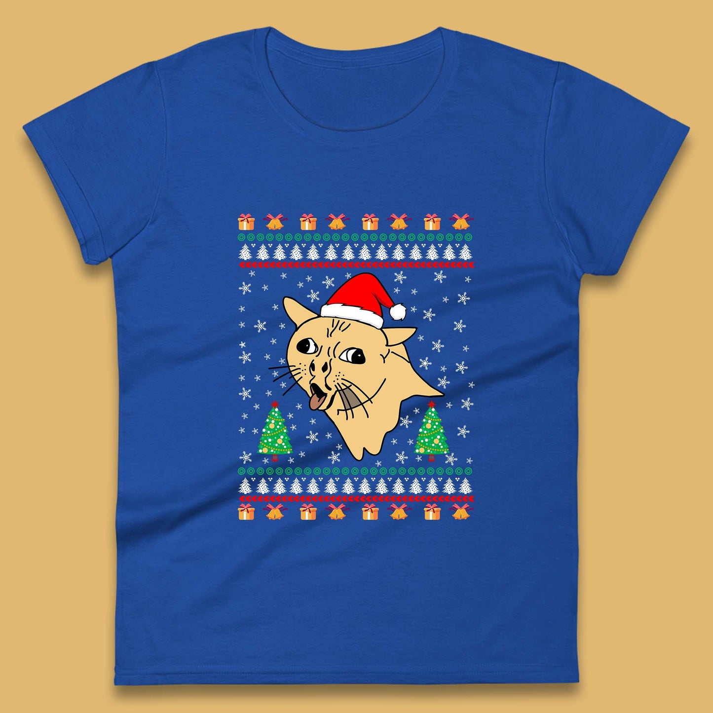 coughing cat christmas womens t shirt