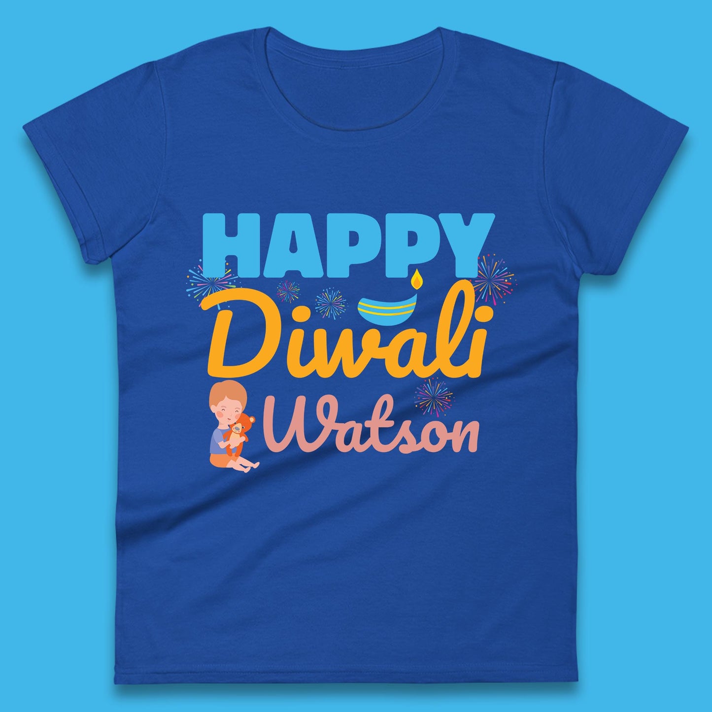 Personalised Happy Diwali Festival Of Lights Your Name Indian Diwali Holiday Celebration Womens Tee Top
