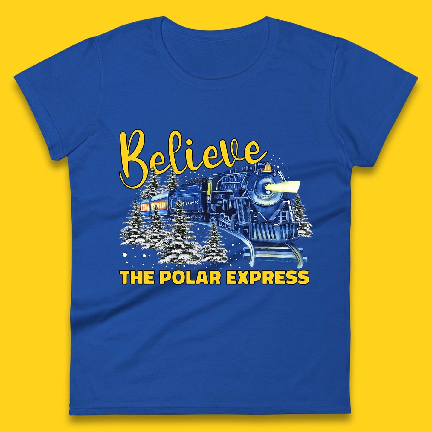 Believe The Polar Express Christmas Train Womens T-Shirt