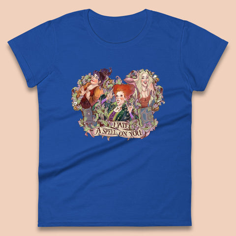 I Putt A Spell On You Halloween Sanderson Sisters Hocus Pocus Vintage Witches Womens Tee Top