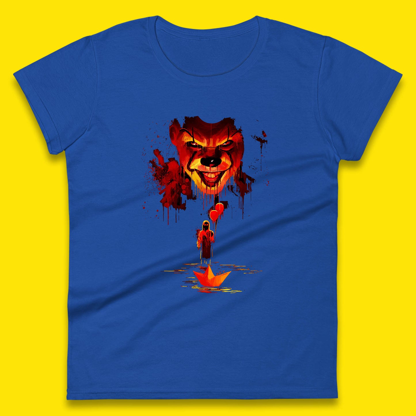 IT Clown Pennywise Halloween Horror Movie Character Serial Killer Clown Costume Womens Tee Top