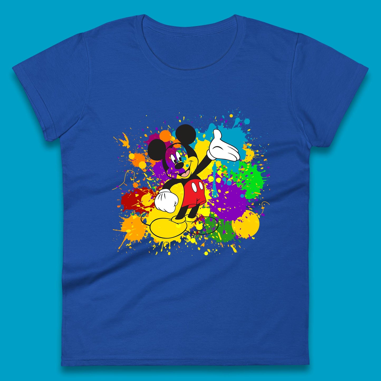 Abstract Paint Splashing On Disney Mickey Mouse Disneyland Trip Womens Tee Top
