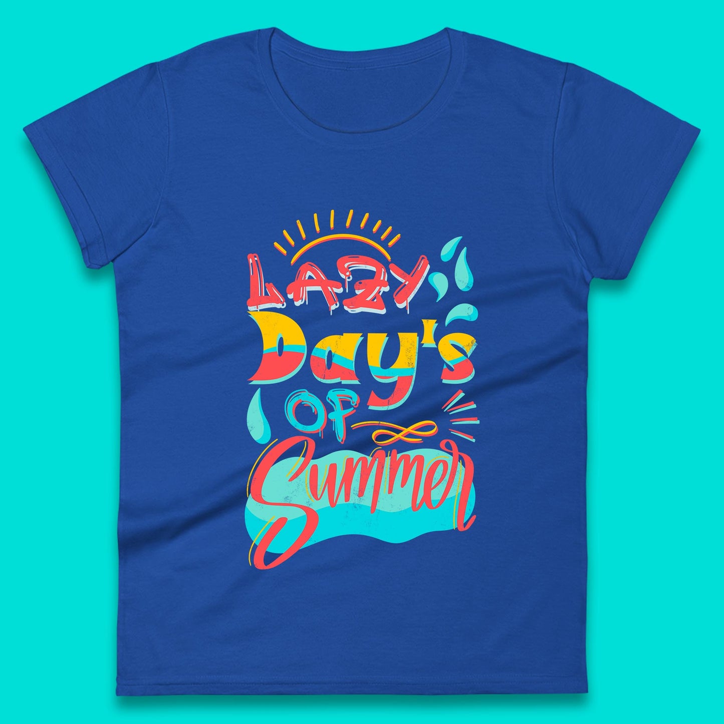 Lazy Days Of Summer Vintage Retro Sunset Surfer Beach Holiday Trip Womens Tee Top