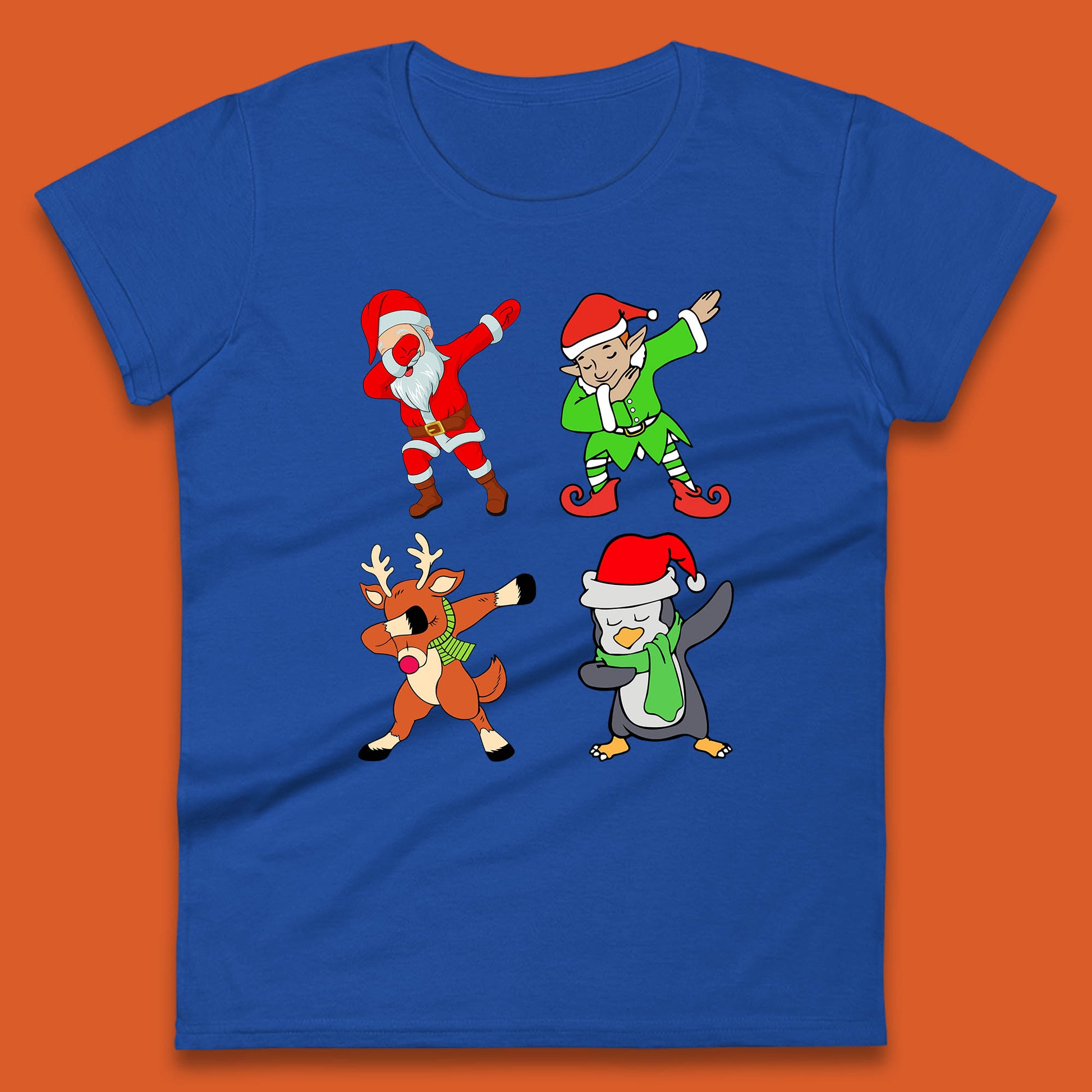 santa claus & friends dabbing womens t-shirt