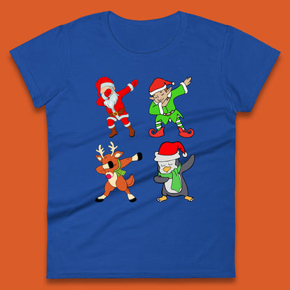 santa claus & friends dabbing womens t-shirt