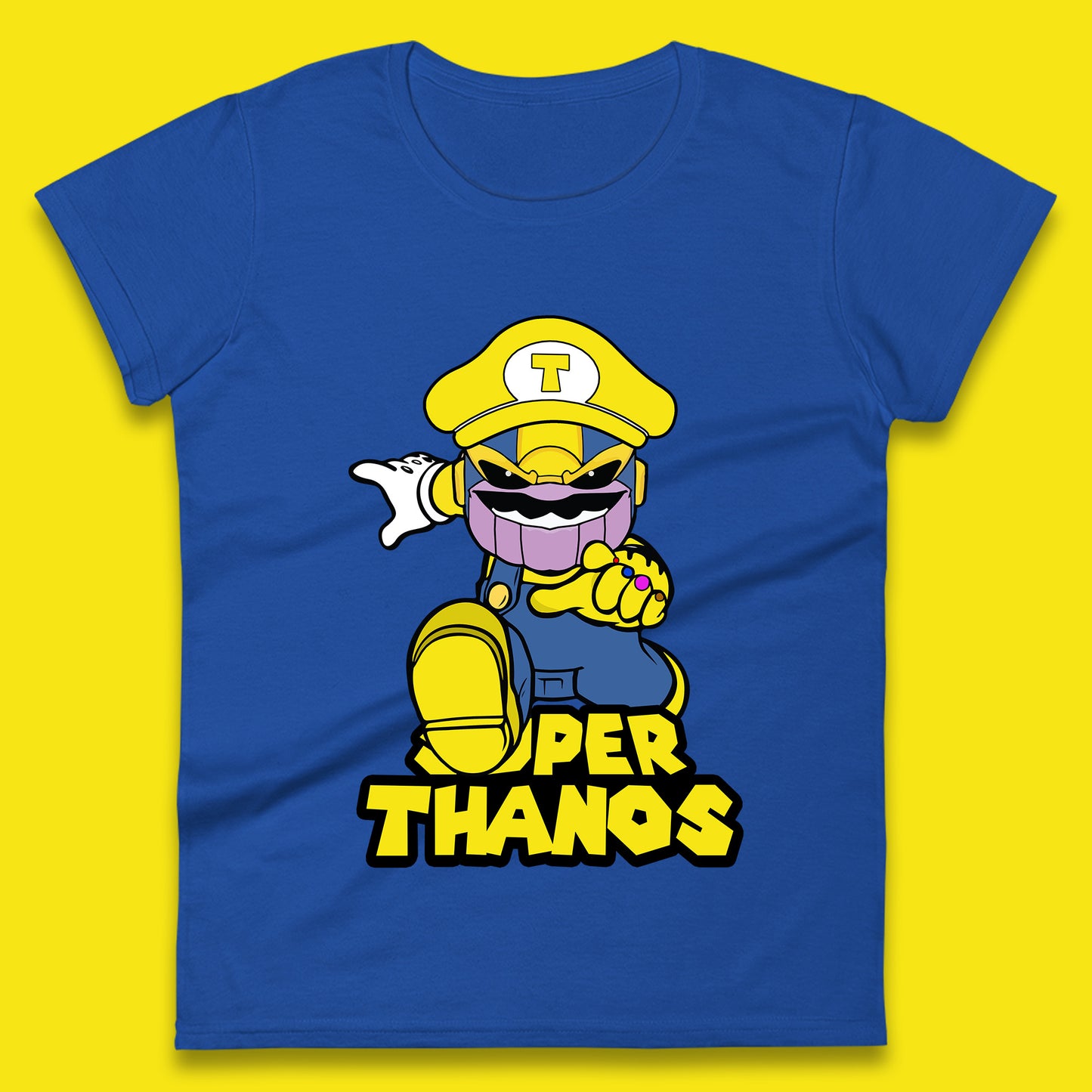 Super Thanos Marvel Infinity Gauntlet Super Mario Spoof Marvel Nintendo Game Series Wario Thanos Fictional Character Womens Tee Top