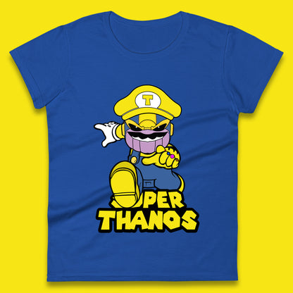 Super Thanos Marvel Infinity Gauntlet Super Mario Spoof Marvel Nintendo Game Series Wario Thanos Fictional Character Womens Tee Top