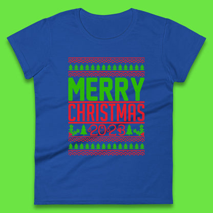 Merry Christmas 2023 Winter Holiday Festive Celebration Xmas Gift Womens Tee Top