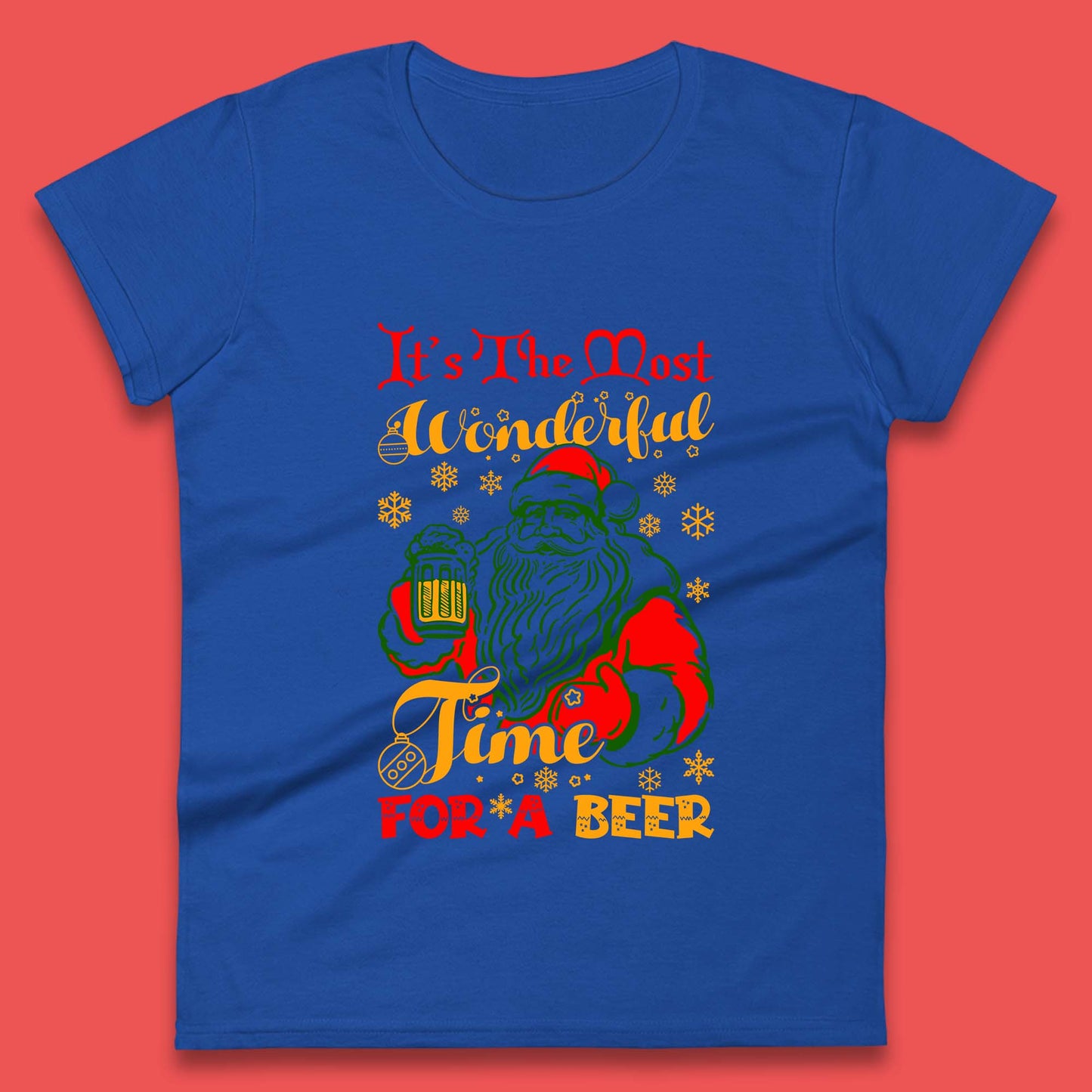 santa drinking beer womens shirt