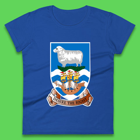 Coat Of Arms Of The British Overseas Territory Falkland Islands Coat Of Arms Of The Falkland Islands Flag Womens Tee Top
