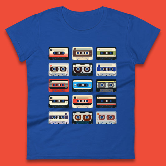 Vintage Cassettes Tapes Retro Rock Band Old School Music Lover Womens Tee Top