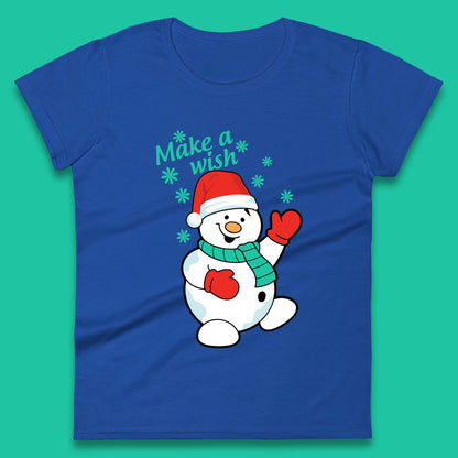 Make A Wish Snowman Christmas Womens T-Shirt