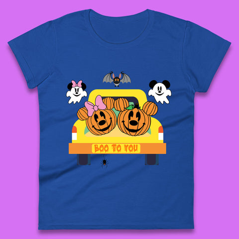 Disney Halloween Mickey Minnie Mouse Pumpkin Ghost Boo To You Horror Scary Disney Trip Womens Tee Top
