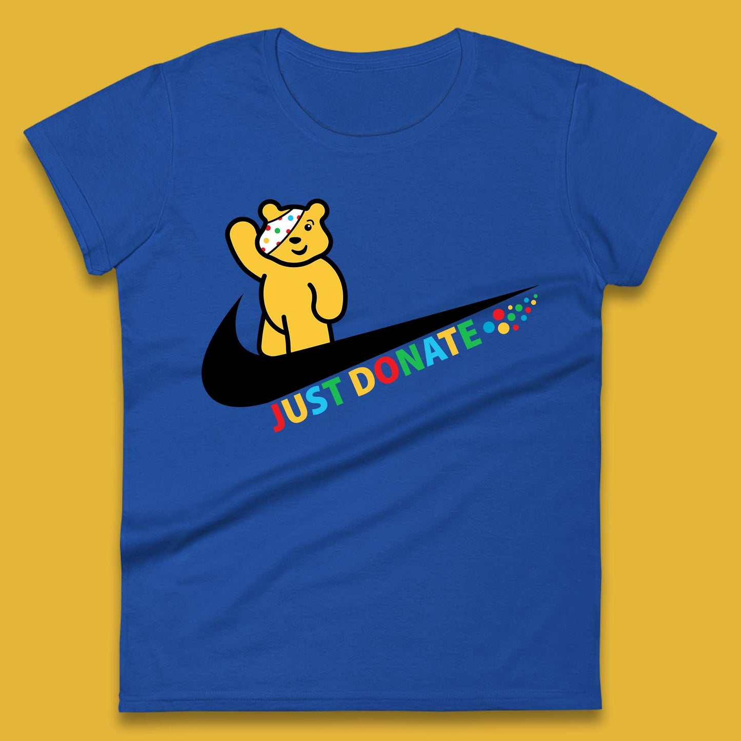 Just Donate Spotty Pudsey Bear Children In Need Fundraising Pudsey Bear Womens Tee Top