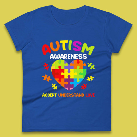 Autism Awareness Accept Understand Love Puzzle Heart Autism Support Womens Tee Top