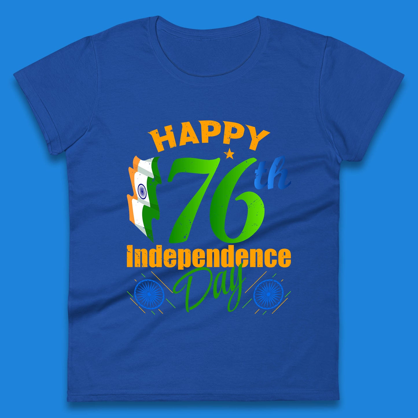 Happy India 76th Independence Day 15th August Patriotic Indian Flag Womens Tee Top
