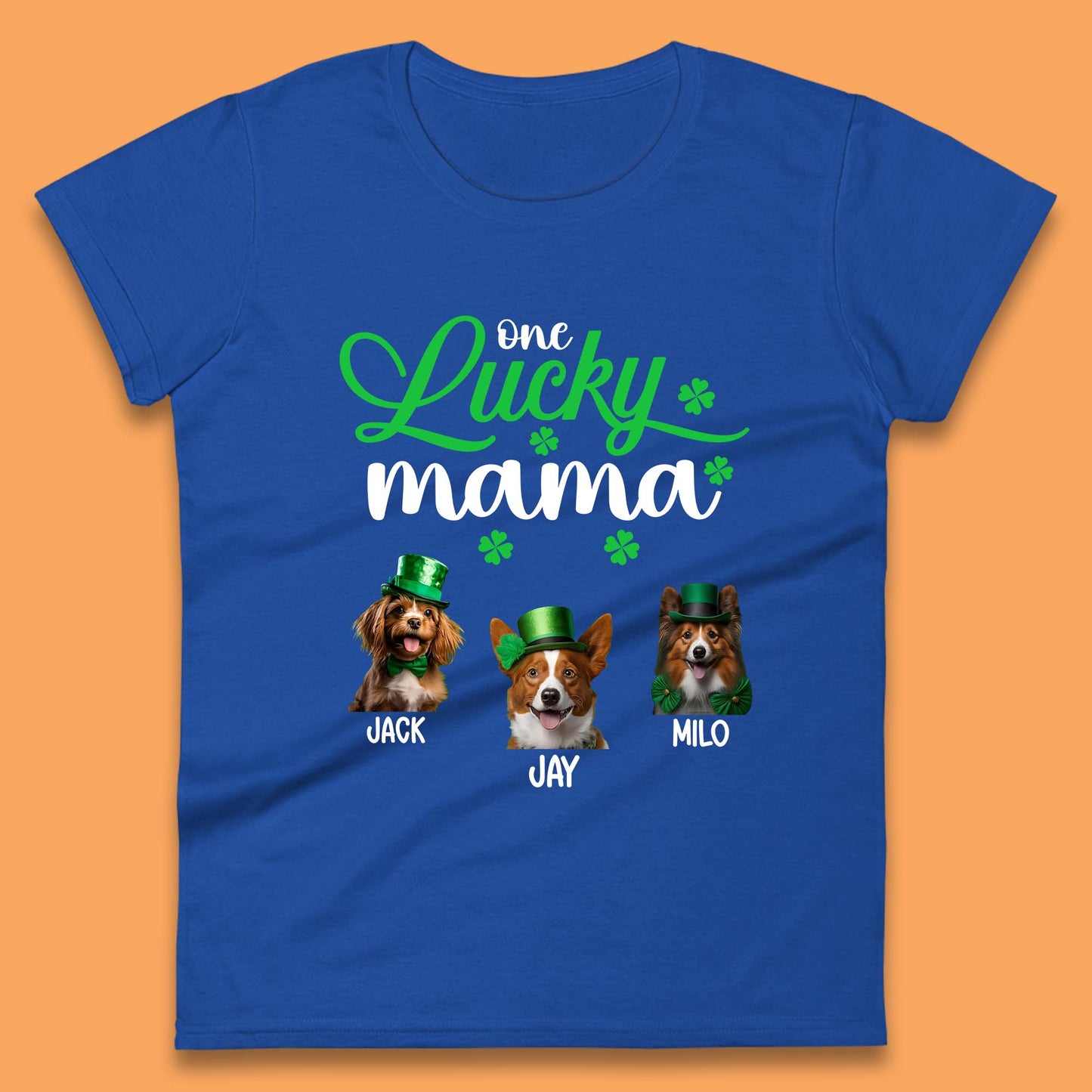 Personalised One Lucky Dog Mama Womens T-Shirt