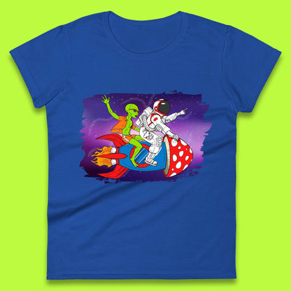 Alien & Astronaut Rocket Ship Womens T-Shirt
