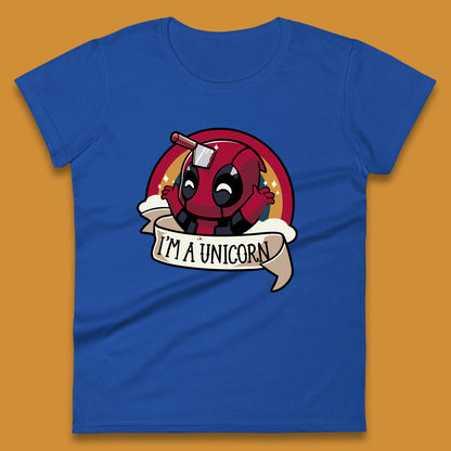 I'm A Unicorn Funny Deadpool Rainbow Colors Marvel Avengers Superhero Fictional Character Womens Tee Top