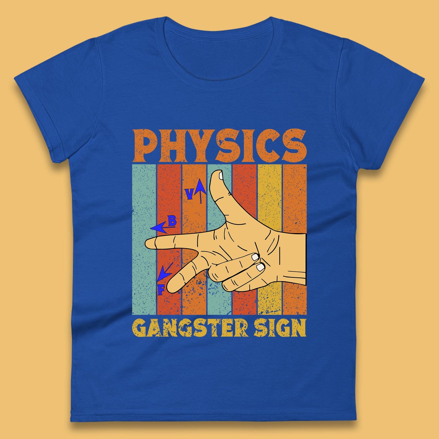 Physics Gangster Sign  Right Hand Rule Funny Parody Science Scientist Womens Tee Top